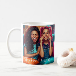 Taza De Café Best Friends Funny Faces & Inspirational Quote