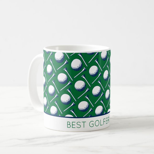 Taza De Café BEST GOLFER EVER Golf Balls Tees Classic Fun (Anverso izquierdo)