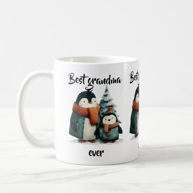 Taza De Café Best Grandma Ever Winter Penguins (Izquierda)