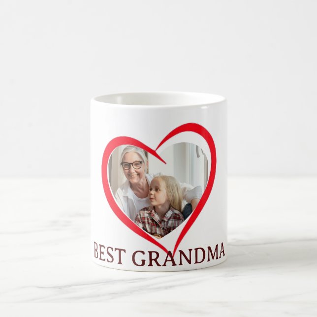 Taza De Café Best Grandma Personalized Own Photo Mug (Centro)