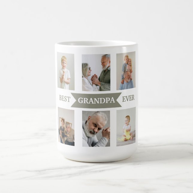 Taza De Café Best Grandpa Ever – Personalized Photos Mug (Centro)