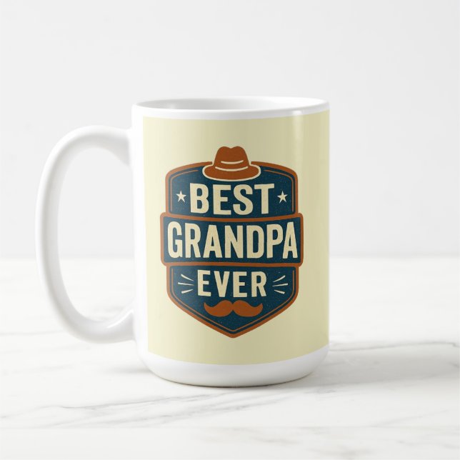 Taza De Café Best grandpa ever retro badge (Izquierda)