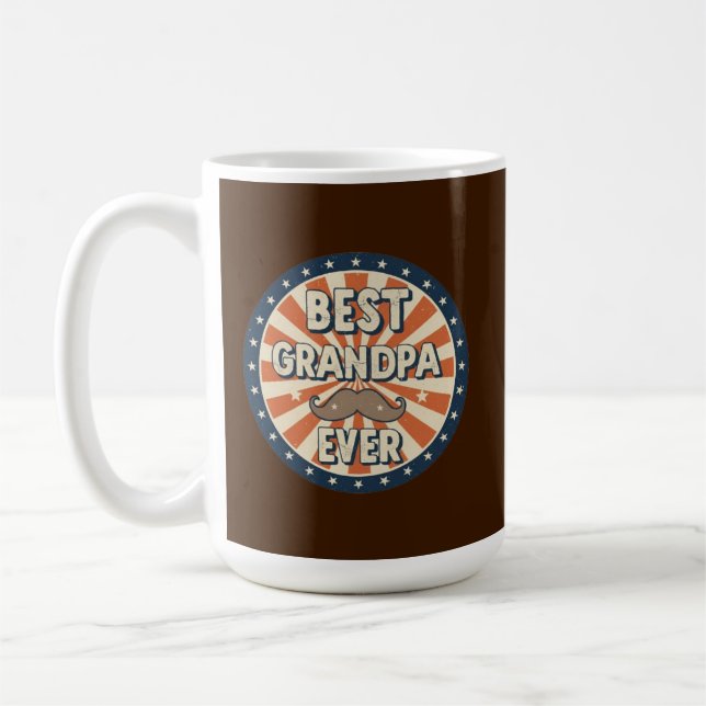 Taza De Café Best grandpa ever retro badge (Izquierda)
