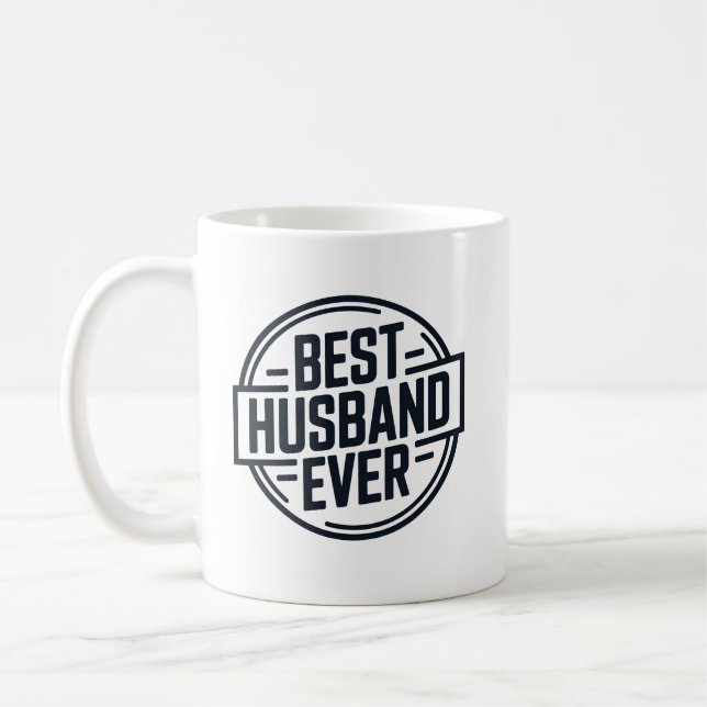 Taza De Café Best Husband Ever Badge Design (Izquierda)