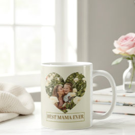 Taza De Café Best Mama Ever Custom Photo Heart Elegant mug