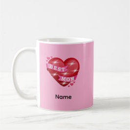 Taza De Café Best Mom 3D Glossy Red Heart Mother's Day Gif