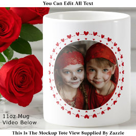 Taza De Café Best Mom / Dad Ever, Photo & Red Hearts, Modern