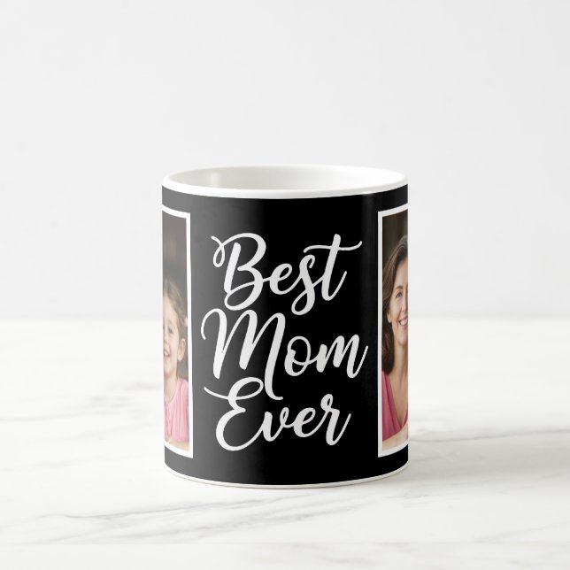Taza De Café Best Mom Ever Black White Script 2 Photo Keepsake (Centro)