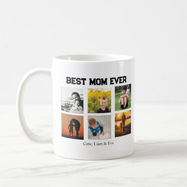 Taza De Café Best Mom Ever Customizable name and images (Izquierda)