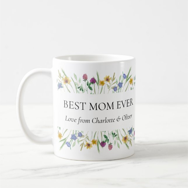Taza De Café Best Mom Ever Floral Mother's Day  (Izquierda)