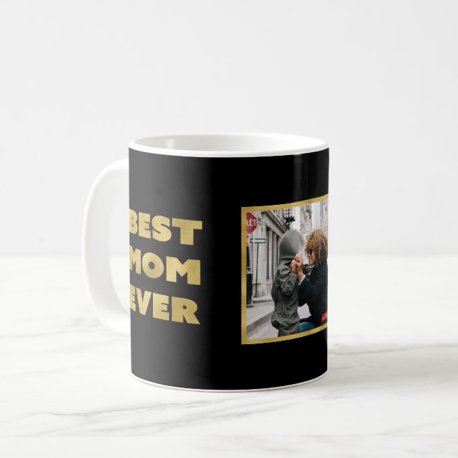 Taza De Café Best Mom Ever Modern Simple Photo Mother's Day (Anverso izquierdo)