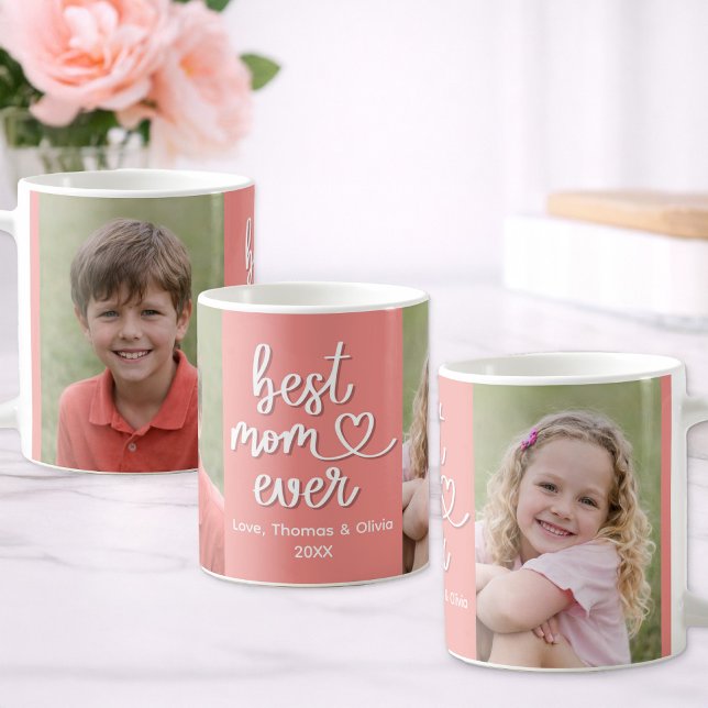 Taza De Café Best Mom Ever Personalized Photo Mug Gift (Full wrap design)