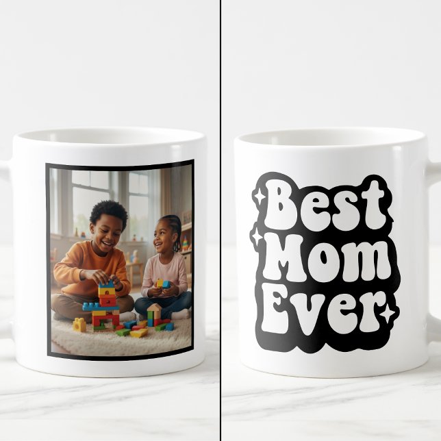 Taza De Café Best Mom Ever Retro Groovy 1 Photo Keepsake (Subido por el creador)