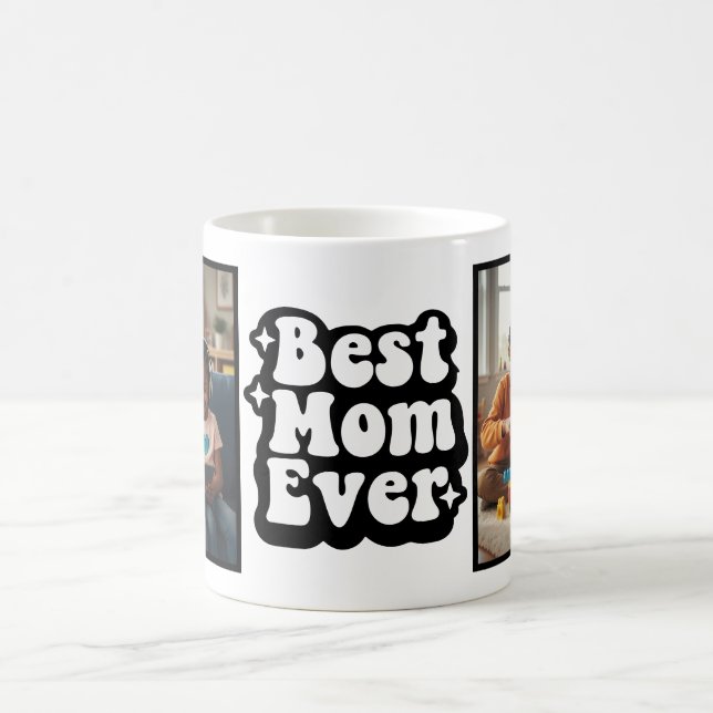 Taza De Café Best Mom Ever Retro Groovy 2 Photo Keepsake (Centro)