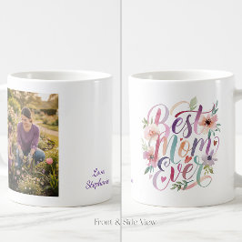 Taza De Café Best Mom Ever Watercolor Custom Photo and Name