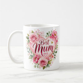 Taza De Café Best Mum Aquarell Blumenherz Design