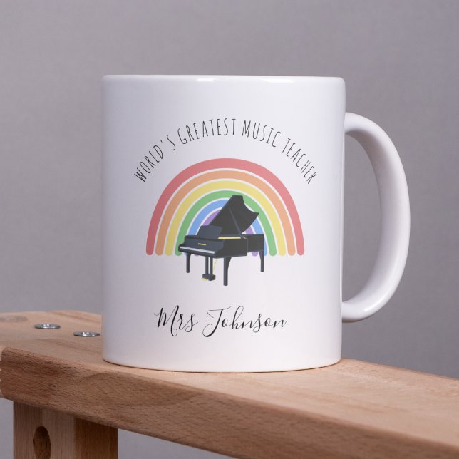 Taza De Café Best Music Teacher Rainbow Custom Thank you Gift (Subido por el creador)