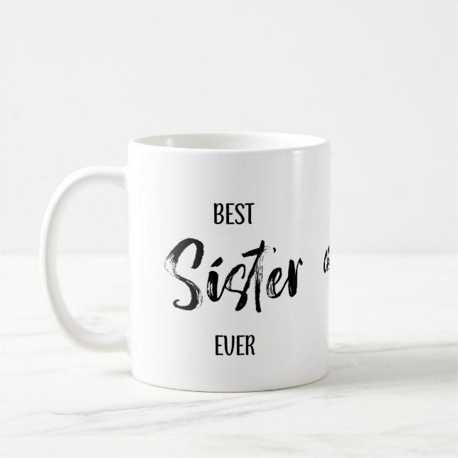 Taza De Café Best Sister Ever Simple White Mug (Izquierda)