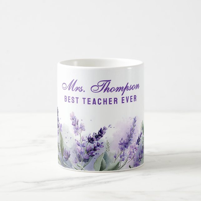 Taza De Café Best Teacher Appreciation Lavender Spring Floral (Centro)