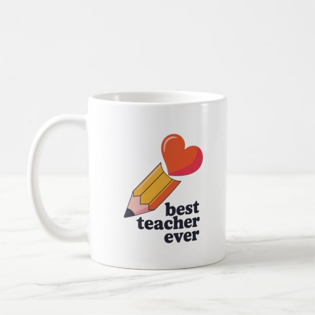 Taza De Café Best Teacher Ever Cute Pencil Heart Coffee Mug Tea (Izquierda)