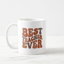 Taza De Café Best Teacher Ever – Retro Wavy Teacher Design