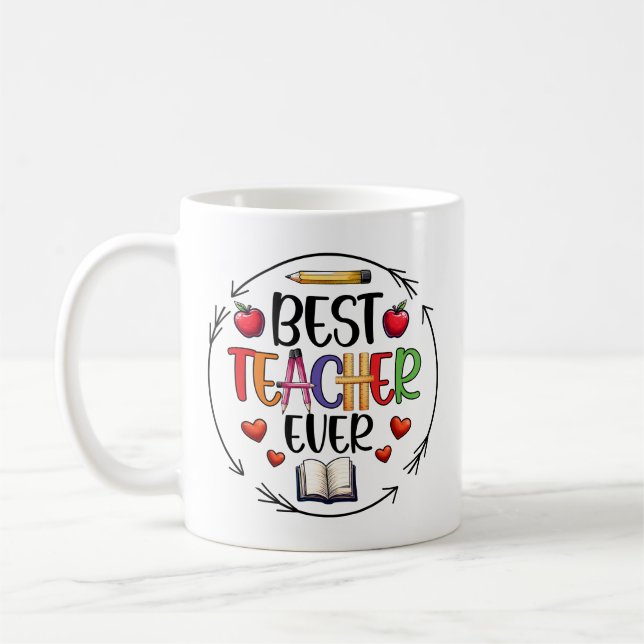 Taza De Café Best Teacher Ever Sticker – Fun Appreciation (Izquierda)