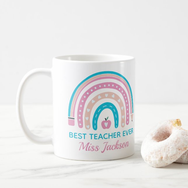 Taza De Café Best Teacher Ever  - Teacher Appreciation Gift (Con donut)