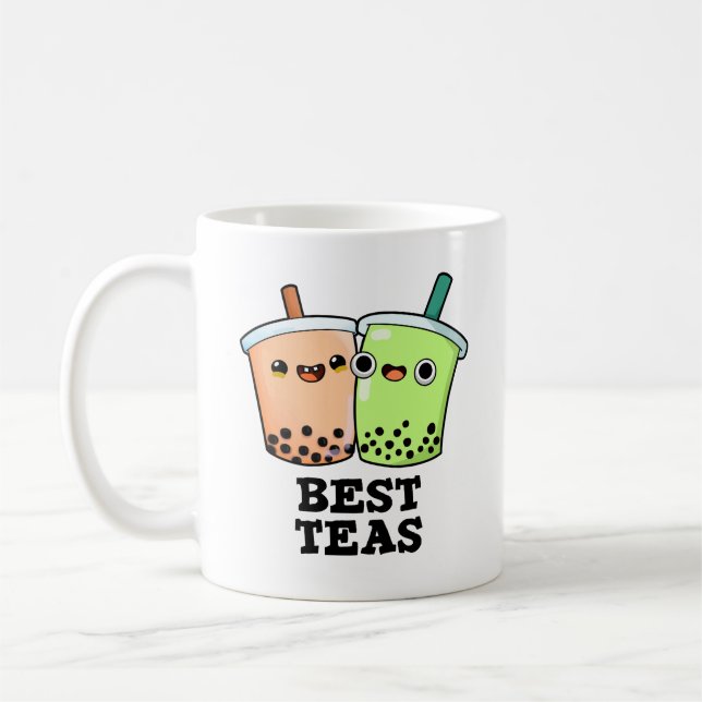 Taza De Café Best Teas Funny Besties Boba Tea Pun (Izquierda)