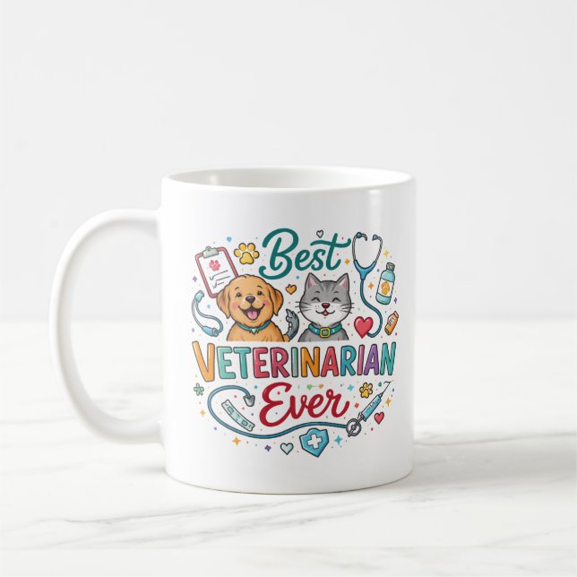 Taza De Café Best Veterinarian Ever | Vet Appreciation Doctor’s (Izquierda)