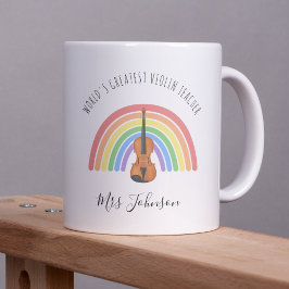 Taza De Café Best Violin Teacher Rainbow Music Thank you Gift