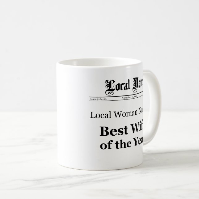 Taza De Café Best Wife of The Year Newspaper Front Mug (Anverso derecho)