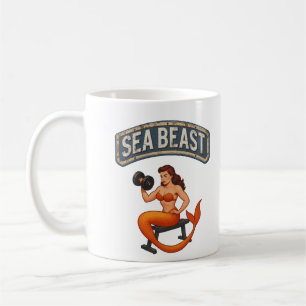 Taza De Café Bestia Marina Gimnasio Sirena   Pin-Up de Levantam