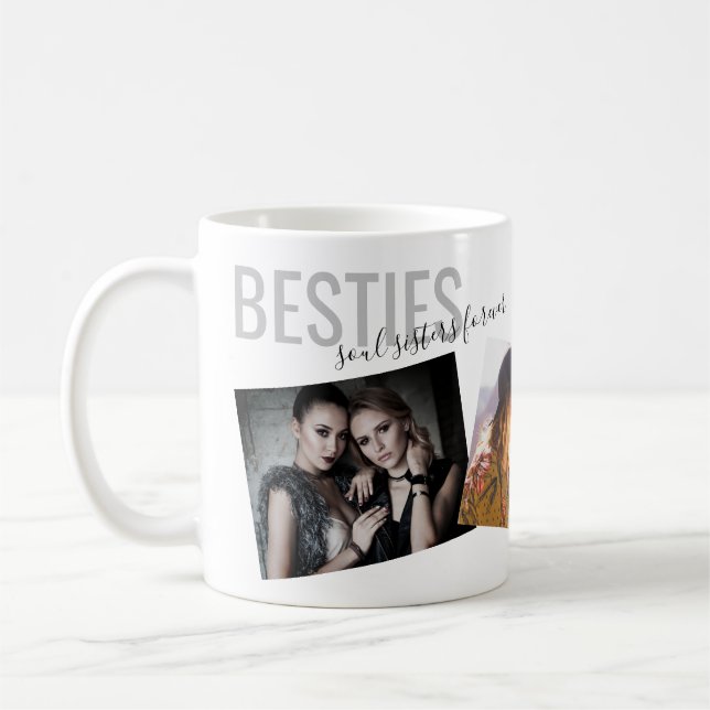Taza De Café Besties Best Friends 3 Foto Personalizado moderno (Izquierda)