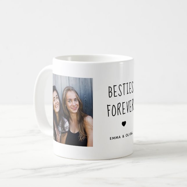 Taza De Café Besties Forever | Dos textos manuscritos fotográfi (Anverso izquierdo)