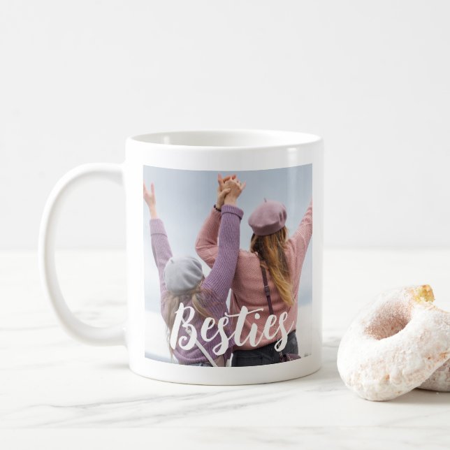 Taza De Café Besties Script Friends Keepsake Photo (Con donut)