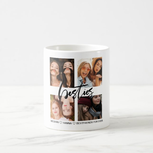 Taza De Café Bestis black photo collage mejores amigos Mug (Centro)