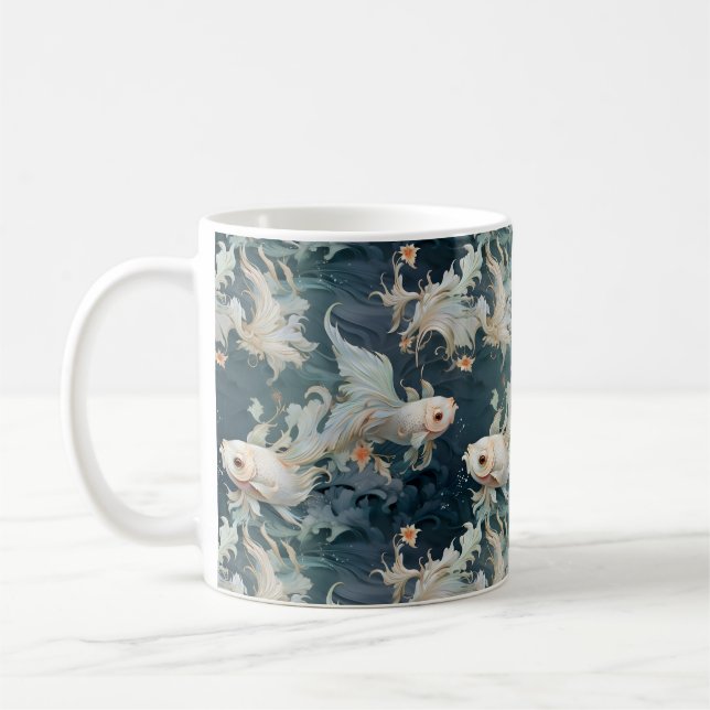 Taza De Café Betta Fish Blue White (Izquierda)
