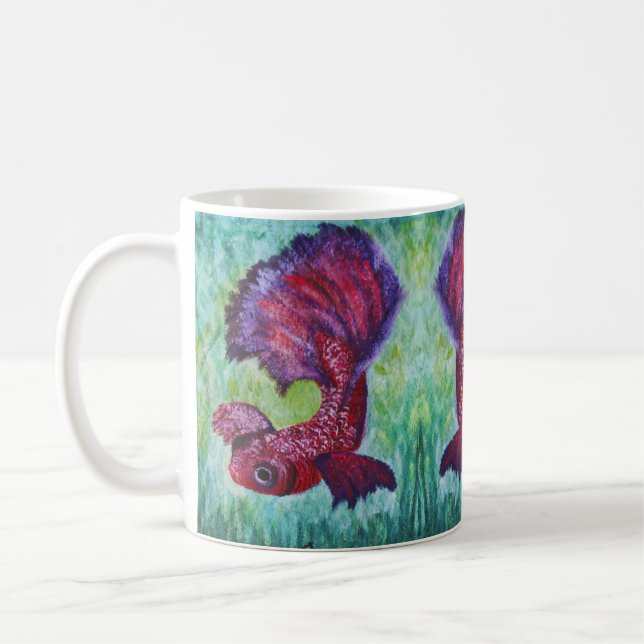 Taza De Café Betta fish watercolor contemporany art (Izquierda)