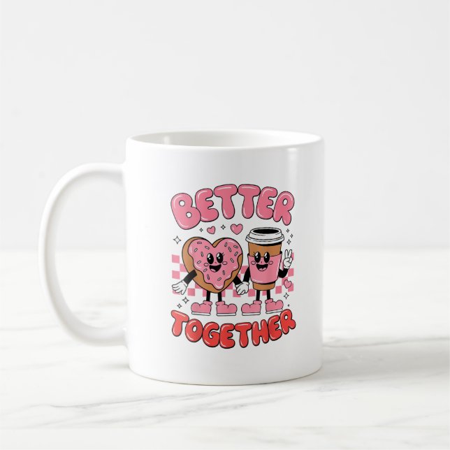 Taza De Café Better Together Coffee Donut Retro Groovy Style  (Izquierda)