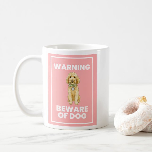 Taza De Café Beware of Doodle Dog Comic Mug (Con donut)