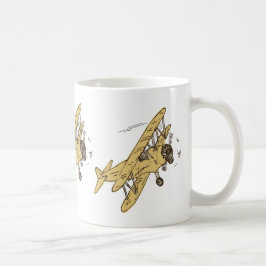 Taza De Café Bi-planos Art Deco - amarillo no texto.