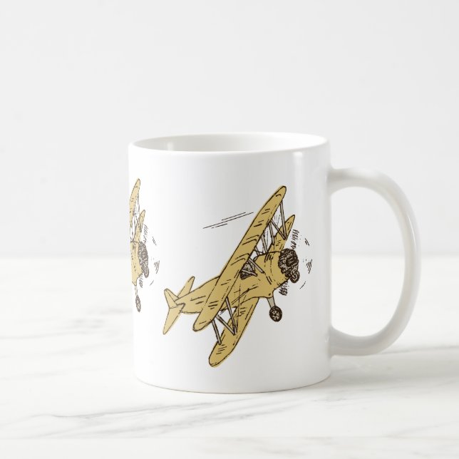 Taza De Café Bi-planos Art Deco - amarillo no texto. (Derecha)