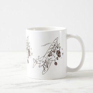 Taza De Café Bi-planos Art Deco - sólo se esboza ningún texto.