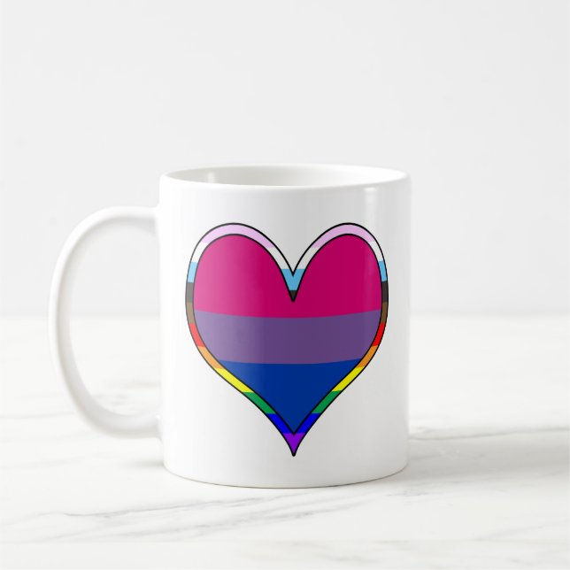 Taza De Café Bi Pride Heart Coffee Mug (Izquierda)
