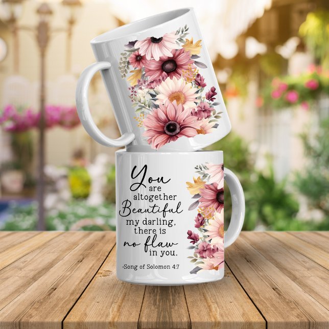 Taza De Café Bible Verse You are Beautiful Coffee Mug (Bible verse floral mugs)