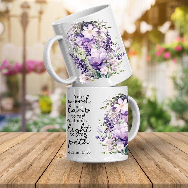 Taza De Café Bible Verse Your Word Is a Light Coffee Mug (Bible verse floral mugs)