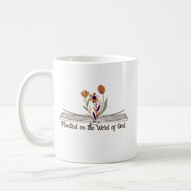 Taza De Café Biblia cristiana dice plantado en la palabra de Di (Izquierda)