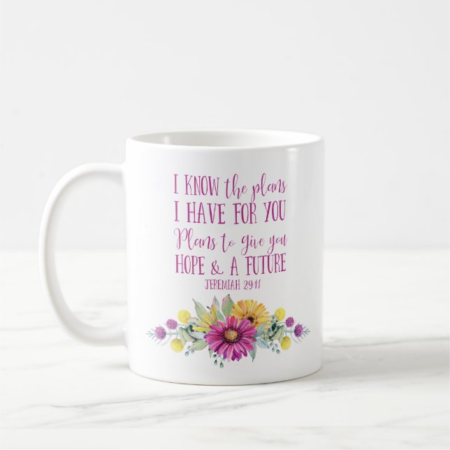 Taza De Café Biblia cristiana versus tirografía floral (Izquierda)