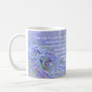 Taza De Café Biblia Floral de Hummingbird Bird Blue Garden