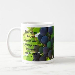 Taza De Café Biblia inspiradora contra bendiciones uvas moradas